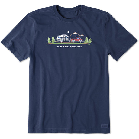 Life Is Good Mens Camp More On The Road Short Sleeve Crusher Tee - Darkest Blue Darkest Blue