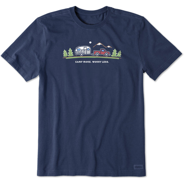 Life Is Good Mens Camp More On The Road Short Sleeve Crusher Tee - Darkest Blue Darkest Blue