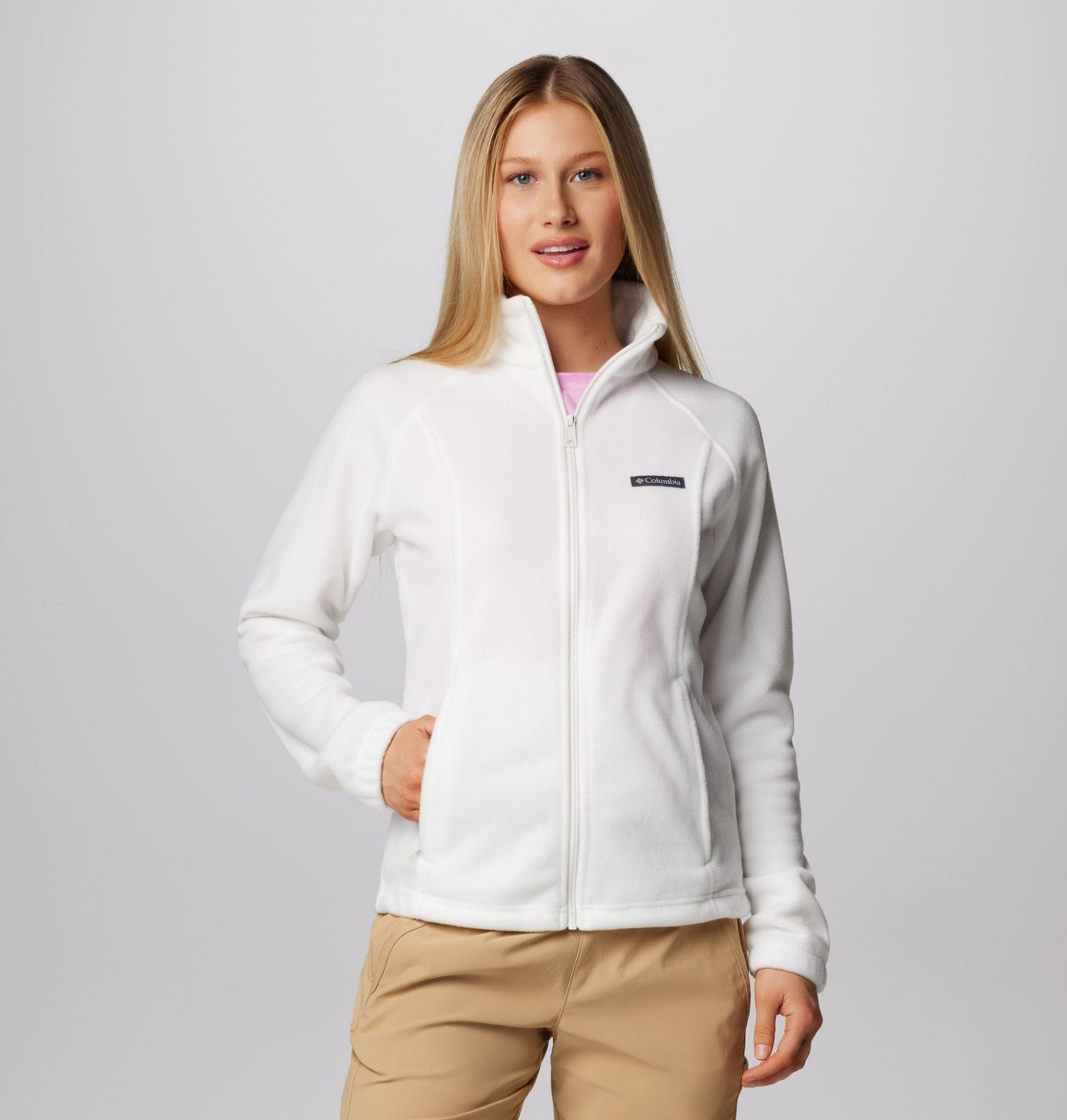 Columbia - Benton Springs - Fleece met rits en kleurvlakken in crème en Columbia - Benton Springs - Fleece met rits en kleurvlakken in crème en
