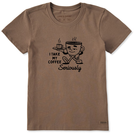 Life Is Good Womens Coffee Seriously S/s Crusher Tee Mushroom brown
