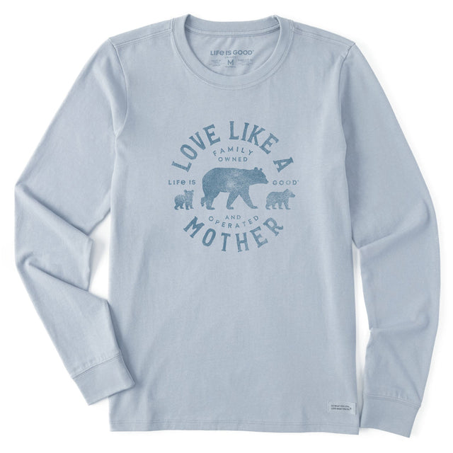 Life Is Good Womens Love Like A Mother Bears L/s Crusher Tee Glacier blue