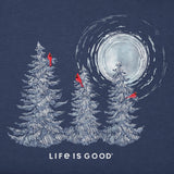 Life Is Good Womens Snowy Pines With Cardinals L/s Crusher Vee Darkest blue