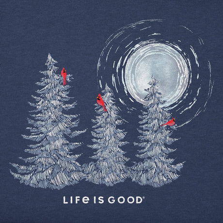 Life Is Good Womens Snowy Pines With Cardinals L/s Crusher Vee Darkest blue