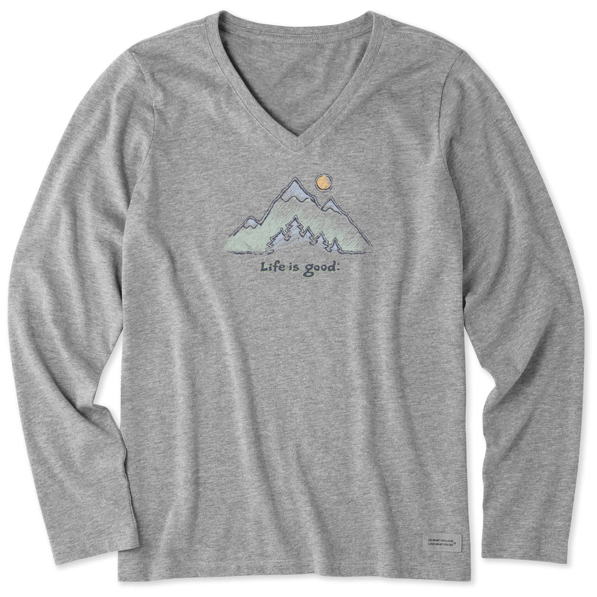 Life Is Good Womens Green Mountains L/s Crusher-lite Vee Heather gray