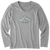 Life Is Good Womens Green Mountains L/s Crusher-lite Vee Heather gray