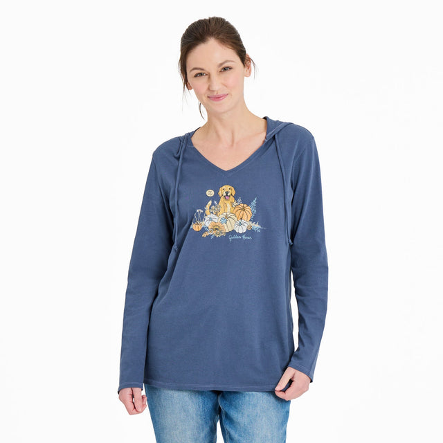 Life Is Good Womens Golden Hour L/s Crusher-lite Hooded Tee Darkest blue