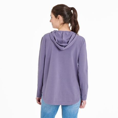 Life Is Good Womens Mountain Tree Landscape Crusher-flex Hoodie Tunic Dusk purple