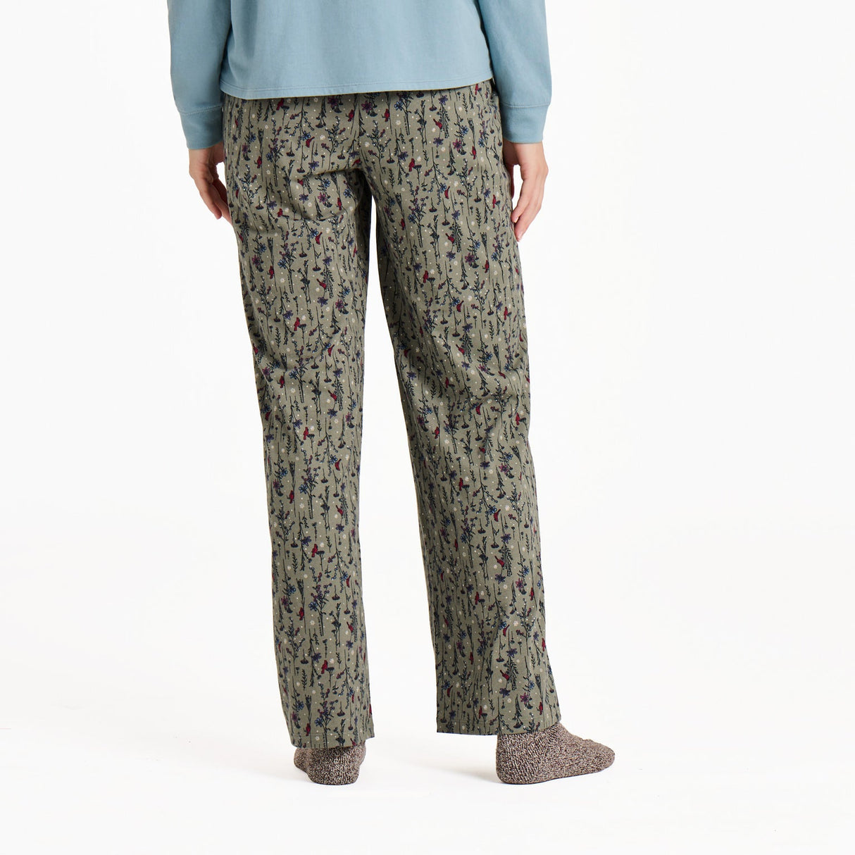 Life Is Good Womens Cardinal Winter Floral Snuggle Up Sleep Pant Moss green