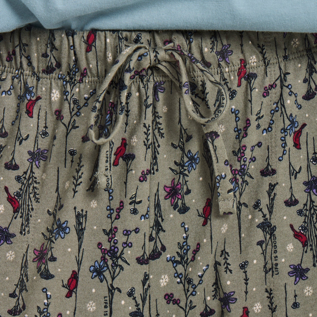 Life Is Good Womens Cardinal Winter Floral Snuggle Up Sleep Pant Moss green