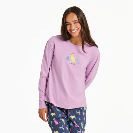 Life Is Good Womens Warm Winter Dogs Trio L/s Snuggle Up Sleep Tee Violet purple