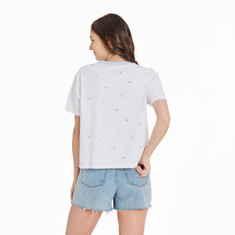 Life Is Good Womens Cherry S/s Crusher Boxy Tee Cloud white