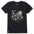 Life Is Good Womens Sun And Moonflowers Short Sleeve Tee Faded black