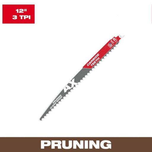 Milwaukee 12 In. 3 Tpi The Ax With Carbide Teeth For Pruning & Clean Wood Sawzall Blade 1pk