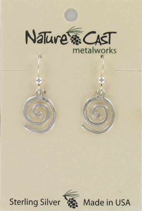 Nature Cast Metalworks Flat Spiral Sterling Silver Dangle Earring