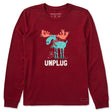 Life Is Good Womens Unplug Moose L/s Crusher Tee Adirondack red