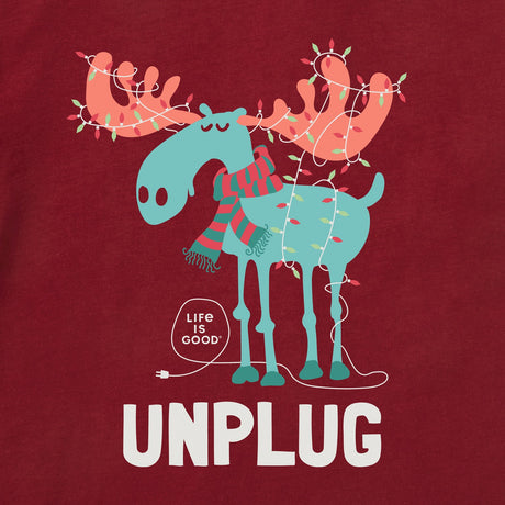 Life Is Good Womens Unplug Moose L/s Crusher Tee Adirondack red
