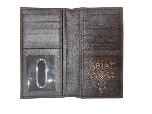 Ariat Boot Stitched Bifold Rodeo Leather Wallet - Distressed Brown