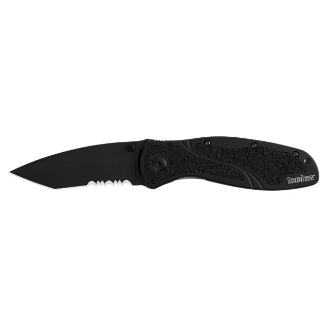 Kershaw Bluer Tanto Serrated Knife - Black Blackst