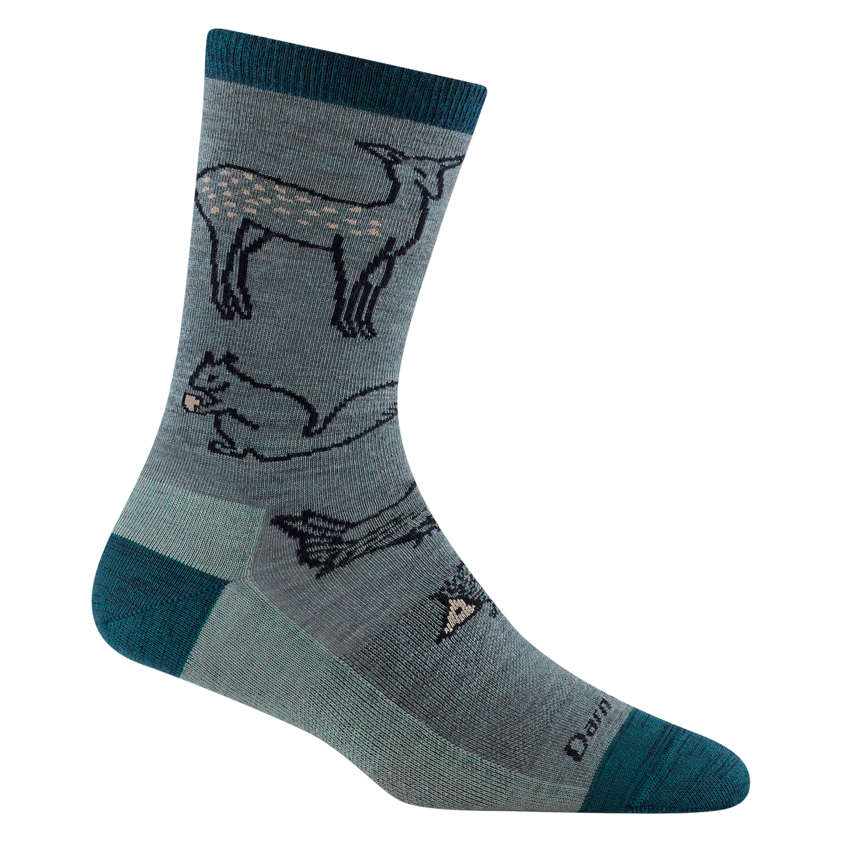 Darn Tough Women's Woodland Creatures Crew Lightweight Sock - Seafoam Seafoam