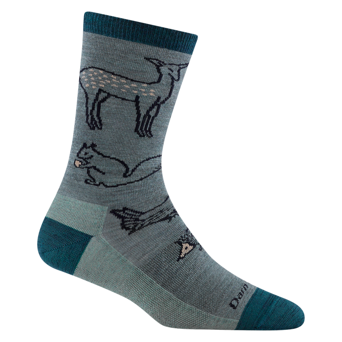 Darn Tough Women's Woodland Creatures Crew Lightweight Sock - Seafoam Seafoam