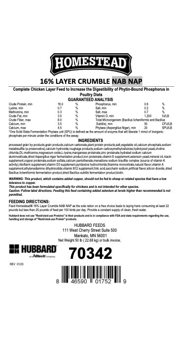 Hubbard Feeds Homestead 16% Layer Crumble NAB NAP