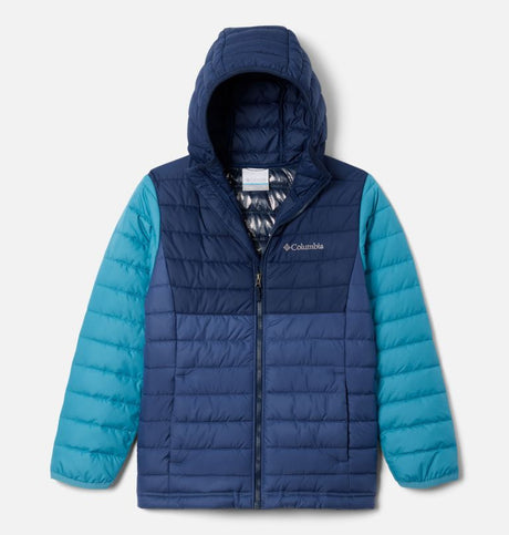 Columbia Boys’ Powder Lite Hooded Jacket Dark Mountain/Collegiate Navy/Shasta