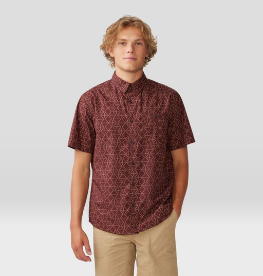 Mountain Hardwear Men's Big Cottonwood Short Sleeve Shirt - Washed Raisin Dot Geo Print Washed Raisin Dot Geo Print