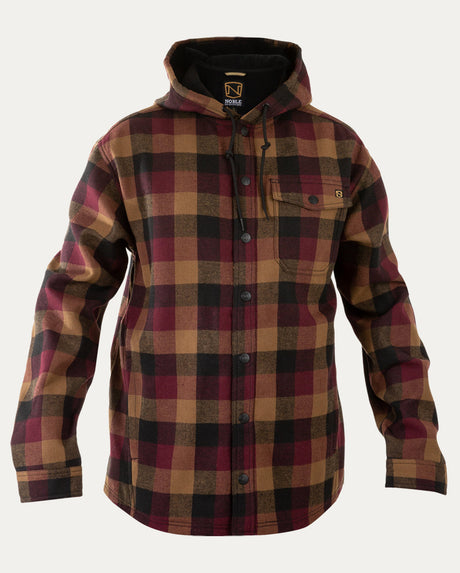 Noble Outfitters Men's Hooded Shirt Jacket Coyote / Port Plaid / REG