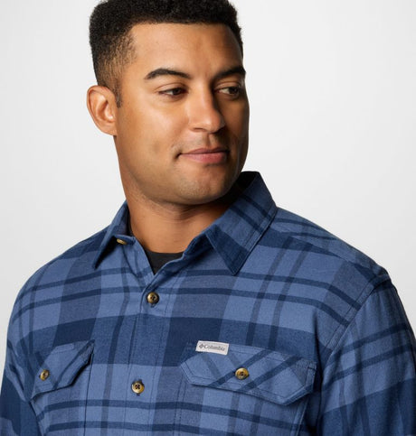 Columbia Men's Flare Gun Stretch Flannel Shirt - Collegiate Navy River Crossing Plaid Collegiate Navy River Crossing Plaid