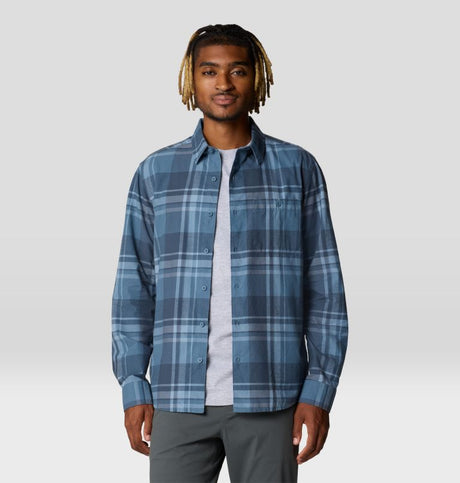 Mountain Hardwear Men's Big Cottonwood Long-Sleeve Shirt - Adriatic Blue Fireside Plaid Adriatic Blue Fireside Plaid