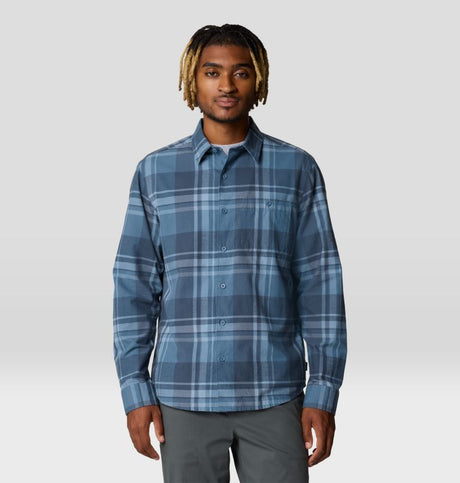 Mountain Hardwear Men's Big Cottonwood Long-Sleeve Shirt - Adriatic Blue Fireside Plaid Adriatic Blue Fireside Plaid