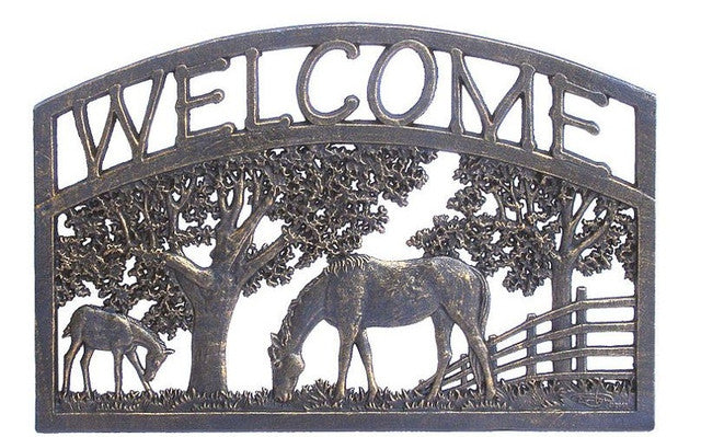 Painted Sky Designs Welcome Sign Metal Horse