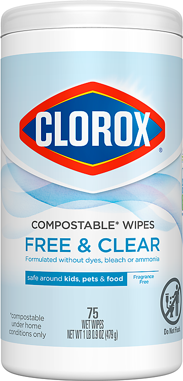 Clorox Free & Clear Compostable Cleaning Wipes - Fragrance Free Fragrance Free
