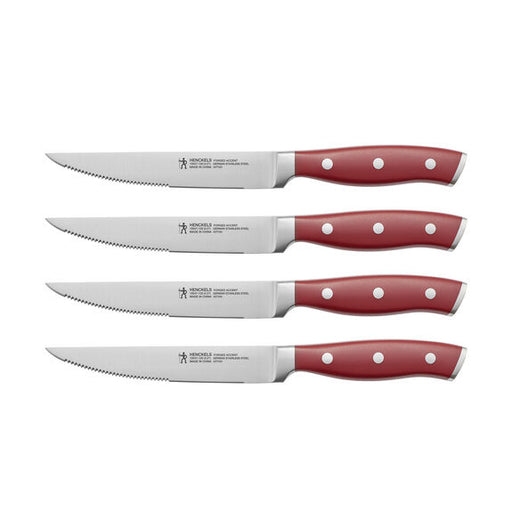 Henckels Forged Accent 4-Piece Steak Knife Set Red