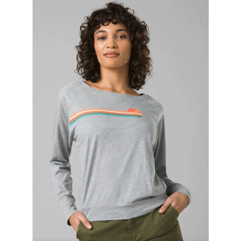 Prana Women's Organic Graphic Long Sleeve Heather Grey Vibes