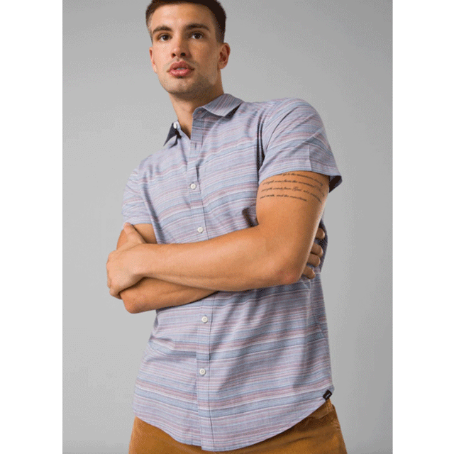 Prana Men's Groveland Shirt Clear Sky Stripe