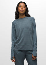 Prana Women's Sol Searcher Long Sleeve Top Weathered blue strip