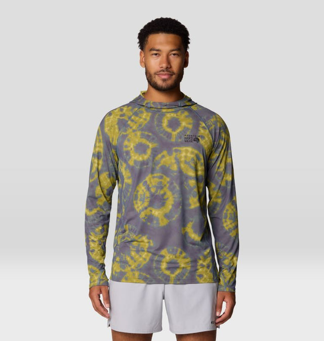 Mountain Hardwear Mens Crater Lake Long Sleeve Hoody - Adriatc Blue Spore Dye Print Adriatc Blue Spore Dye Print