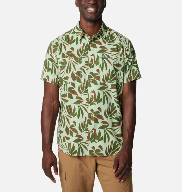 Columbia Men's Utilizer Printed Woven Short Sleeve - Sage Leaf Areca Sage Leaf Areca