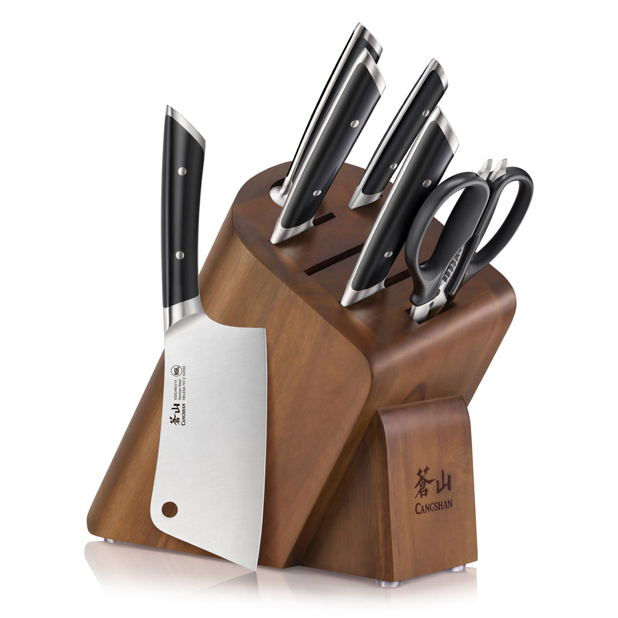 Cangshan Helena Series 7-piece Cleaver Knife Block Set -black