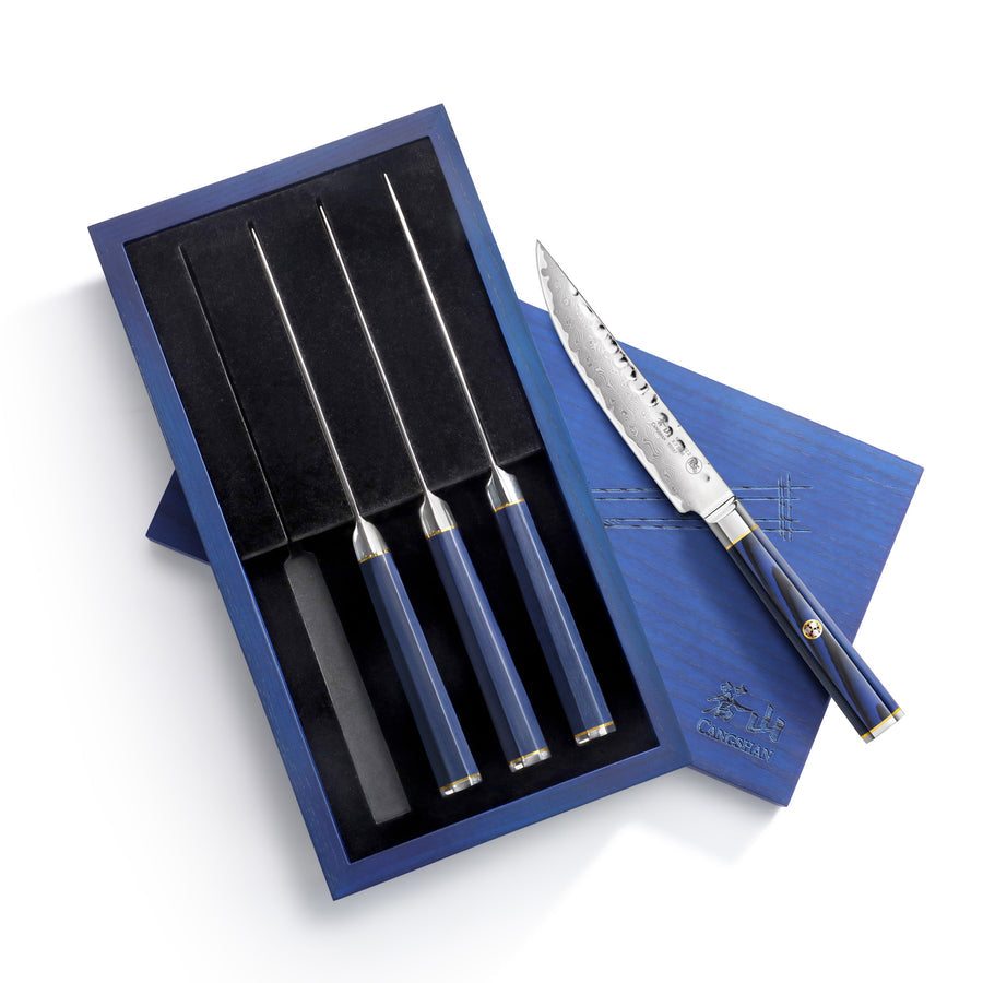 Cangshan Kita Series 4-piece Steak Knife Set In Ash Chest