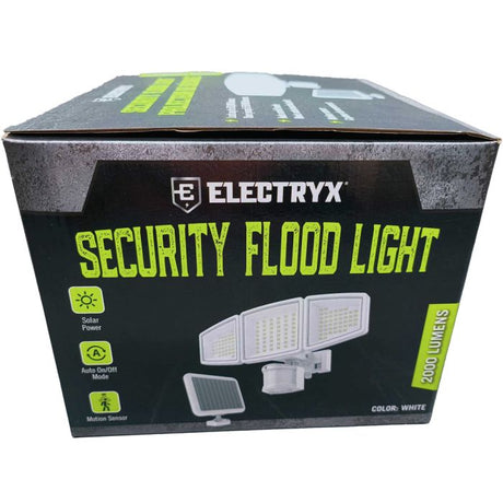 Electryx 2000 Lumens Solar Powered LED Security Flood Light - White