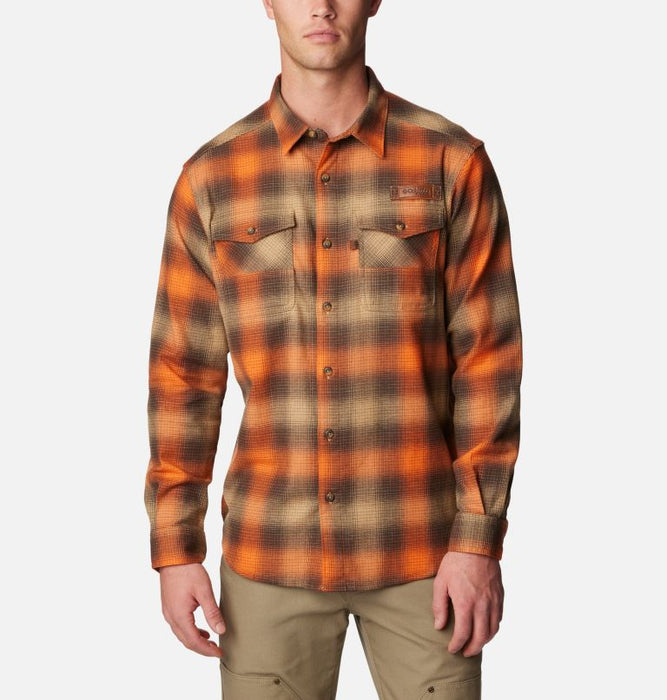 Columbia Men's PHG Roughtail Stretch Flannel Long Sleeve Shirt Cordovan buck plaid
