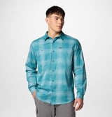 Columbia Mens Silver Ridge Utility Lite Plaid Long Sleeve Shirt - River Blue Large Blur Check River Blue Large Blur Check