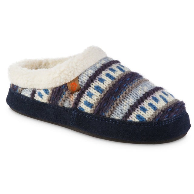 Acorn Women's Fairisle Clog Slipper With Indoor/Outdoor Sole Navy/Blue