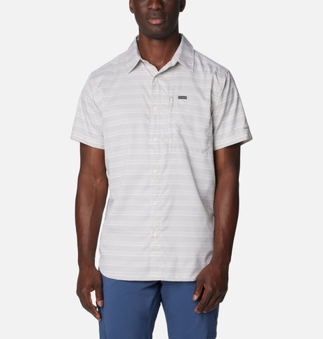 Columbia Men's Silver Ridge Utility Lite Novelty Short Sleeve Shirt - Flint Grey Chambray Stripe Flint Grey Chambray Stripe