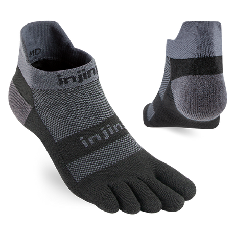 Injinji Run Midweight No-Show Sock Black/Gray