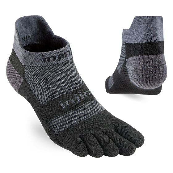 Injinji Run Midweight No-Show Sock Black/Gray