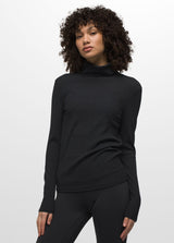 Prana Women's Foundation Rib Turtleneck Black heather