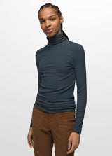 Prana Women's Foundation Rib Turtleneck Grey blue heather